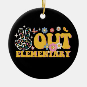 Peace Out Elementary Groovy Last Day Of School Ceramic Ornament