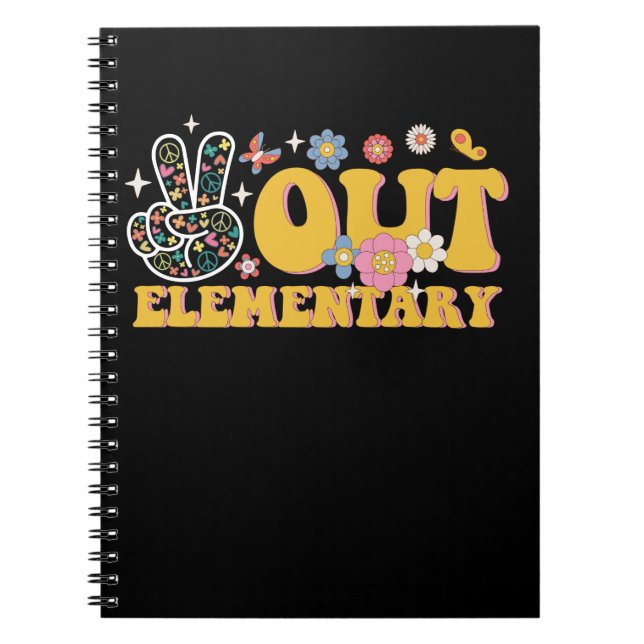 Peace Out Elementary Groovy Last Day Of School Notebook (Front)