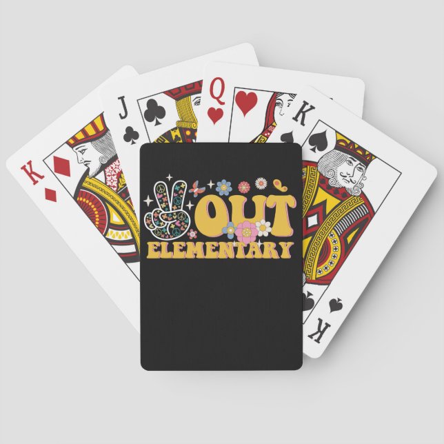 Peace Out Elementary Groovy Last Day Of School Playing Cards (Back)