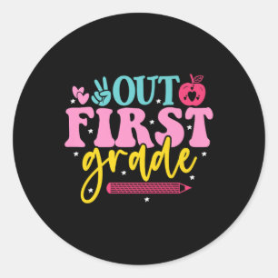 Peace Out First Grade Cute Last Day Of 1st Grade F Classic Round Sticker