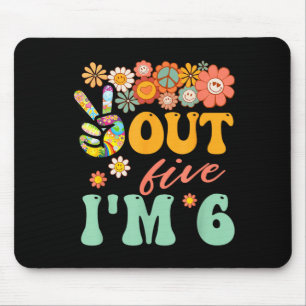 Peace out five 6 groovy 6th happy birthday boys mouse pad