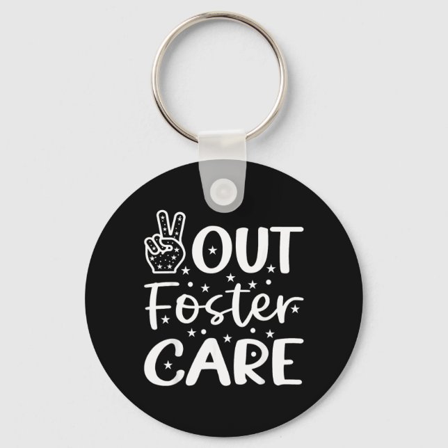 Peace Out Foster Care Adoption Gotcha Day Key Ring (Front)