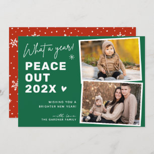 Peace Out Goodbye 2024 Happy New Year 2 Photo Holiday Card