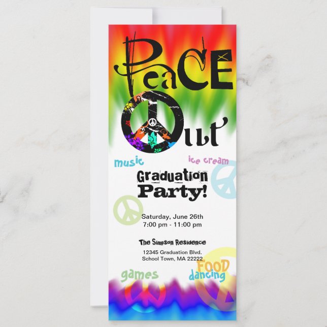 Peace Out Graduation Invitation (Front)