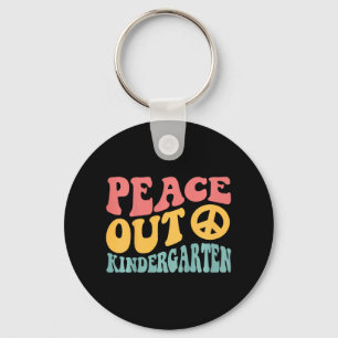 Peace Out Kindergarten Funny Retro Last Day Of Kin Key Ring