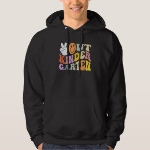 Peace Out Kindergarten Graduation Retro Groovy Cla Hoodie