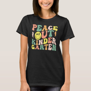 Peace Out Kindergarten Groovy Graduation Last Day  T-Shirt