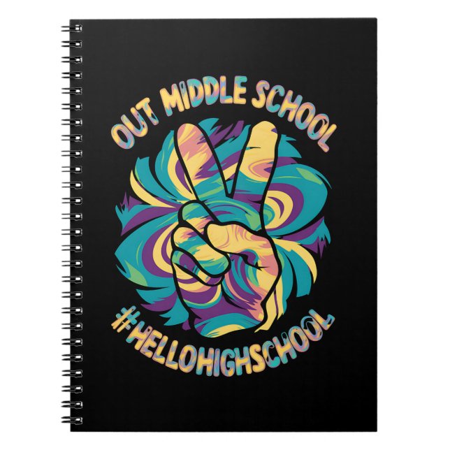 Peace Out Middle Hello High School School Tie Dye  Notebook (Front)