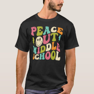 Peace Out Middle School Groovy Graduation Last Day T-Shirt