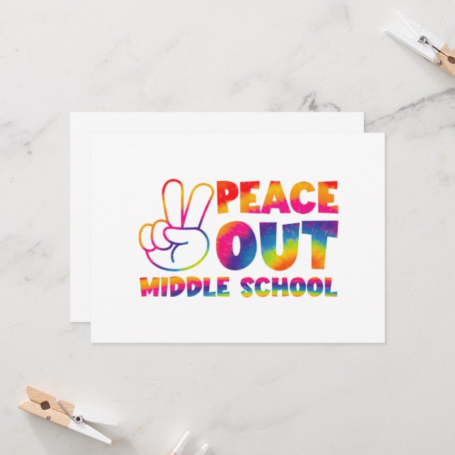 Peace Out Middle School Tie Dye Last Day Of School Invitation (Front/Back In Situ)