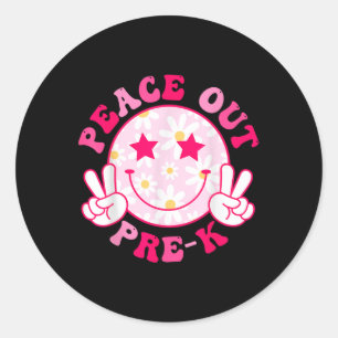 Peace Out Pre-k Teacher Student Groovy Last Day Of Classic Round Sticker