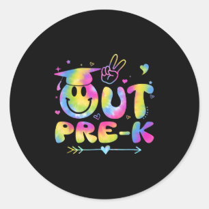 Peace Out Pre K Tie Dye Last Day Of School Graduat Classic Round Sticker
