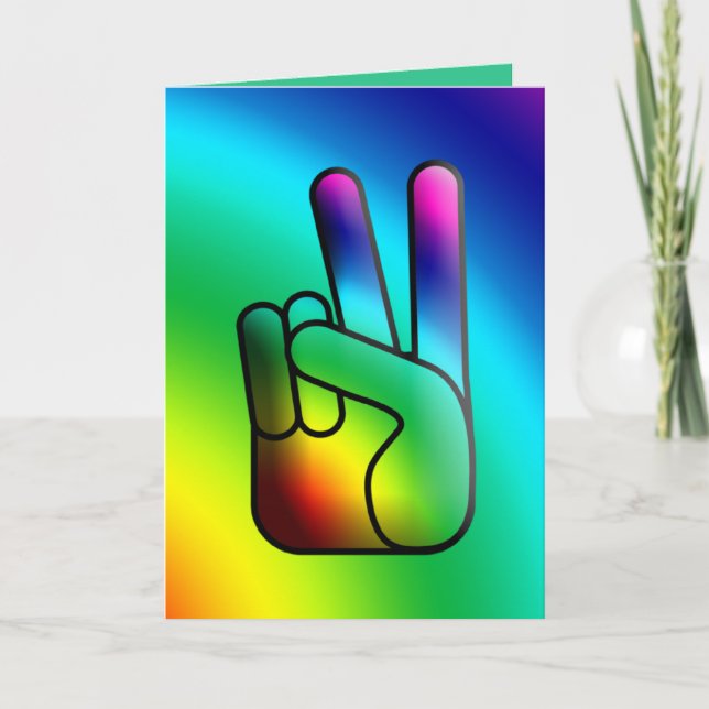 Peace Out Rainbow Greeting Card (Front)