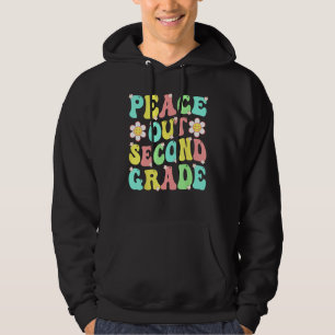 Peace Out Second Grade Cute Groovy Last Day of 2nd Hoodie