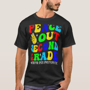 Peace Out Second Grade Cute Groovy Last Day of 2nd T-Shirt