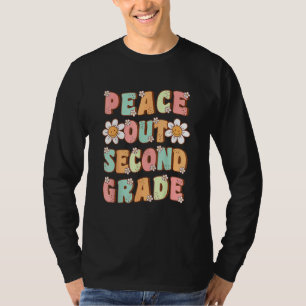 Peace Out Second Grade Cute Groovy Last Day of 2nd T-Shirt