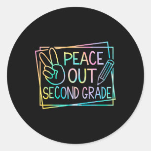 Peace Out Second Grade Last Day Of School Summer B Classic Round Sticker