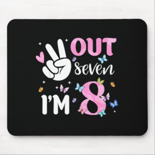 Peace out seven 8 butterfly happy 8th birthday mouse pad