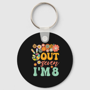 Peace out seven 8 groovy 8th happy birthday boy key ring