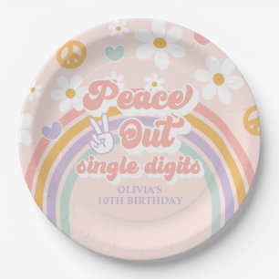 Peace Out Single Digits 10th Birthday Paper Plate