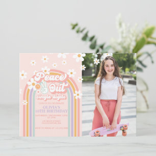 Peace out Single Digits 10th Birthday Photo Invitation