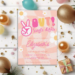 Peace Out Single Digits Girls 10th Birthday Party Invitation<br><div class="desc">This Peace Out Single Digits Girls 10th Birthday Party Invitation is a perfect way to invite friends and family to a party! This card features a swirly chequerboard background and a large Peace out that can be used for a girls 10th birthday party.</div>