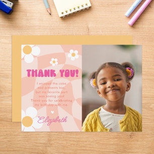 Peace Out Single Digits Girls Birthday Photo Thank You Card