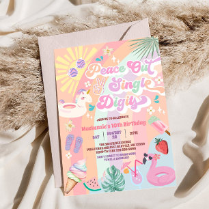 Peace Out Single Digits Groovy Daisy Birthday Invitation