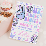Peace Out Single Digits Holographic Birthday Party Invitation<br><div class="desc">Peace Out Single Digits Holographic Birthday Party Invitation
All designs are © PIXEL PERFECTION PARTY LTD</div>