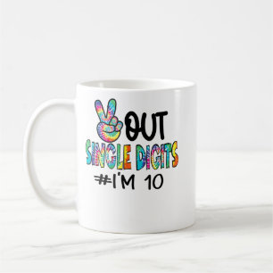 Peace Out Single Digits I'm 10 Birthday Tenth Tie Coffee Mug