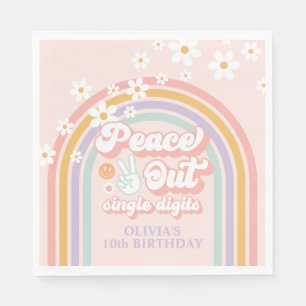 Peace Out Single Digits Pastel rainbow Napkin