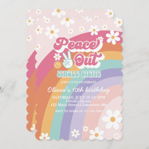 Peace Out Single Digits Rainbow 10th Birthday Invitation