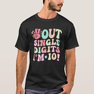 Peace Out Single Digits Retro Groovy 10th Birthday T-Shirt