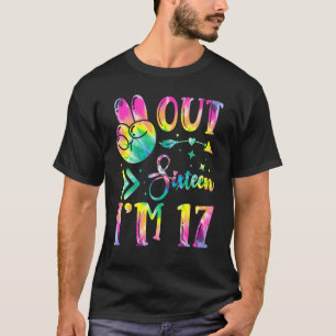 Peace Out Sixteen I'm 17 Tie Dye Birthday T-Shirt