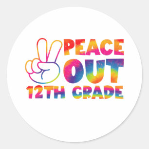 Peace Out Twelfth Grade Tie Dye 12th Grade Classic Round Sticker