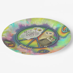 Peace Owls 60s style Paper Plate
