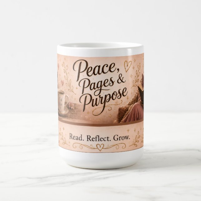 Peace, Pages & Purpose  Coffee Mug (Center)
