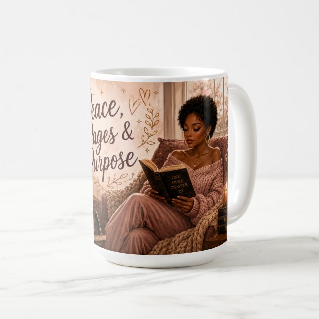 Peace, Pages & Purpose Coffee Mug (Front Right)