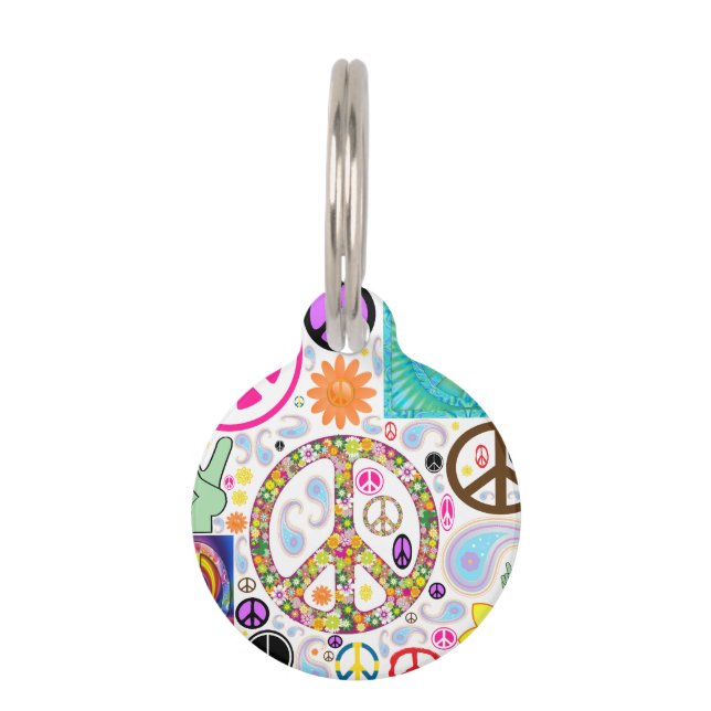 Peace & Paisley Collage Pet Tag (Front)