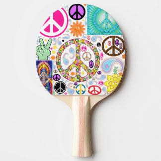 Peace & Paisley Collage Ping Pong Paddle