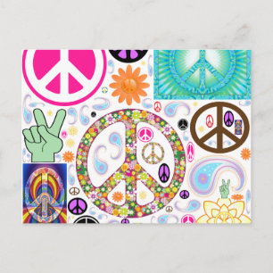 Peace & Paisley Collage Postcard