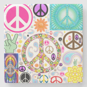 Peace & Paisley Collage Stone Coaster