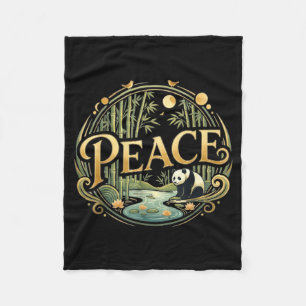 Peace Panda Minimal Zen Asian Nature Animal Illust Fleece Blanket