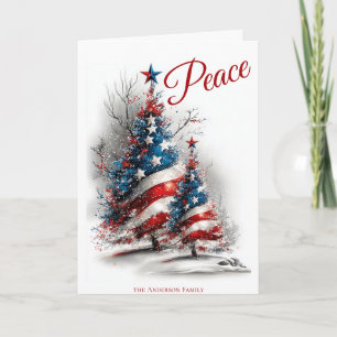 Peace Patriotic Christmas Tree Card