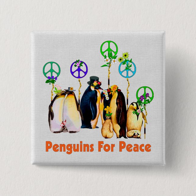 Peace Penguins 15 Cm Square Badge (Front)