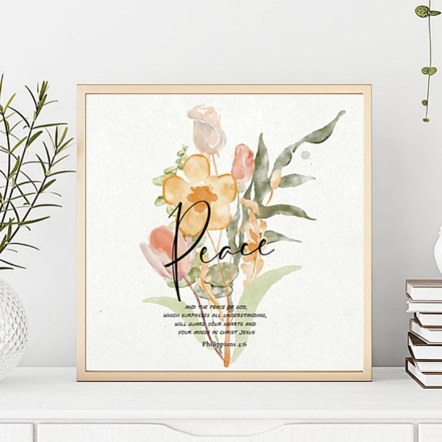 Peace-Philippians 4:6 Orange floral Poster (Creator Uploaded)