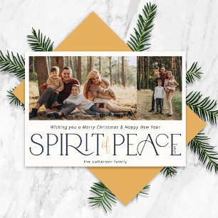 Peace Photo Navy Gold Holiday Card