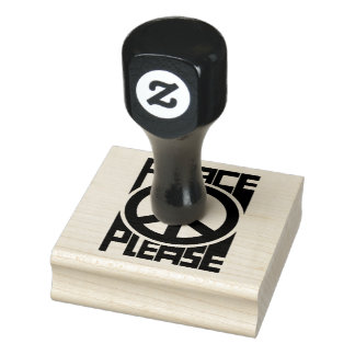 Peace Please Black Lettering Rubber Stamp