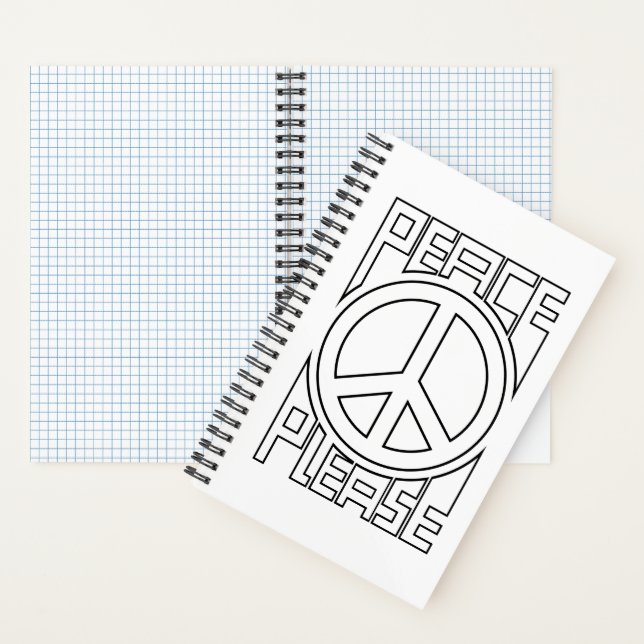 Peace Please Black Outline Lettering Notebook (Inside)