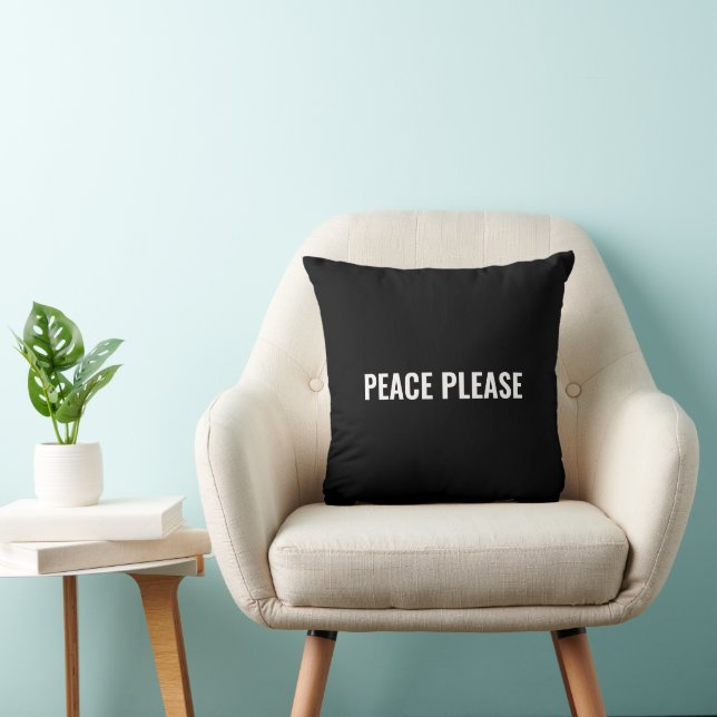Peace please black white custom text minimalist cushion (Chair)